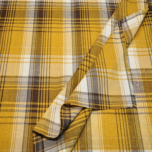 Ткань рубашечная фланель в клетку (горчица)