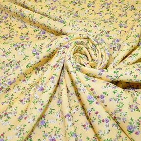 Штапель принт "Мелкий цветочек на светло-желтом фоне"