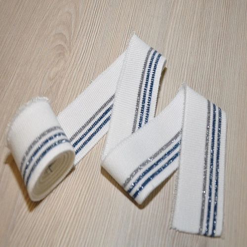 Манжет трикотажный (молочный+серебро+голубой)