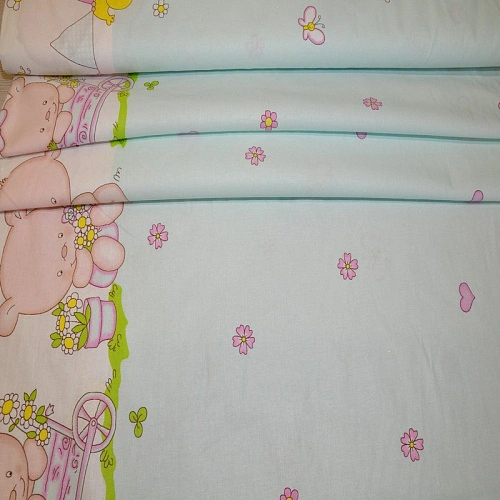 Бязь для постельного белья (Мишки на мятном фоне)