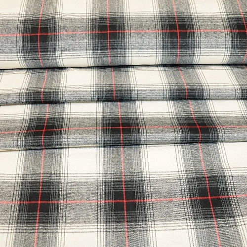Ткань рубашечная фланель в клетку (серый+красный)