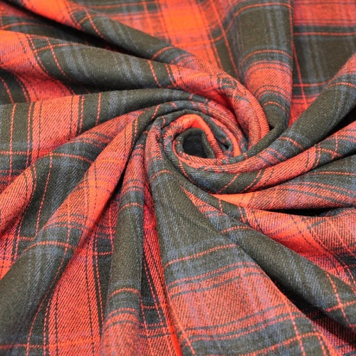 Ткань рубашечная фланель в клетку (красный)