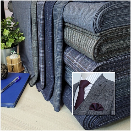 Костюмная ткань (зелено-серый)