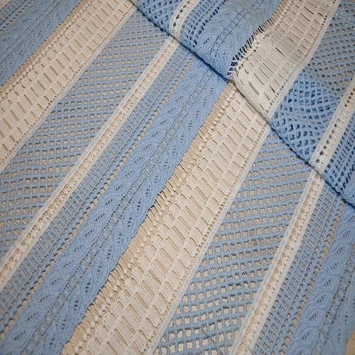 Кружево макраме (молочный+голубой)