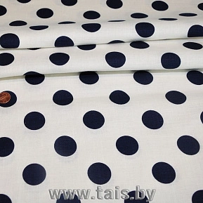 Хлопок принт "Крупный горох на беломфоне"