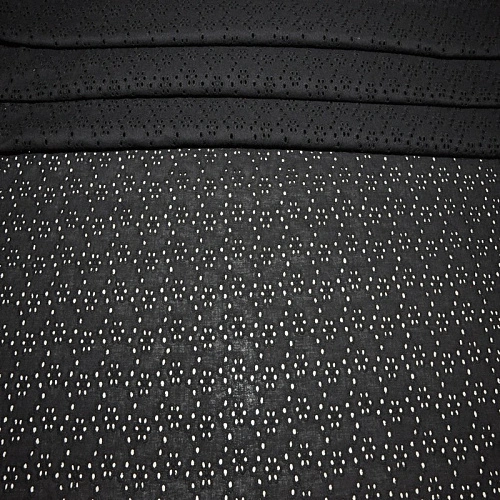 Батист вышитый, прошва цветок (черный)