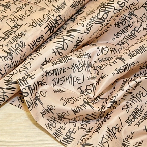 Подкладка нейлон принт газета на бежевом фоне