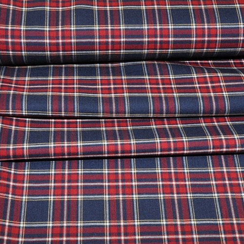 Костюмная ткань Полушерсть клетка (красный с синим)