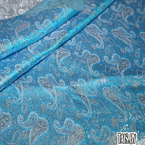 Парча жаккард огурцы (голубой)