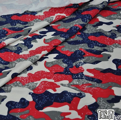 Футер 2-х нитка набивной "Камуфляж красный/синий"