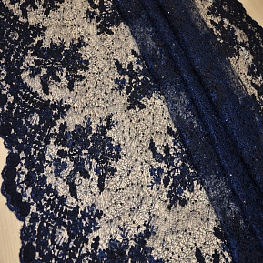 Вышивка на сетке с пайетками "Скарлет" (синий)