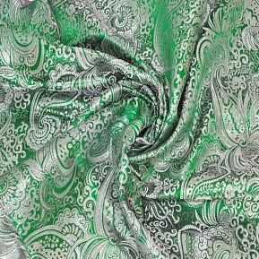 Парча жаккард (зеленый с серебром)