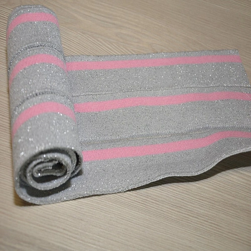 Манжет трикотажный (серебро+розовый)