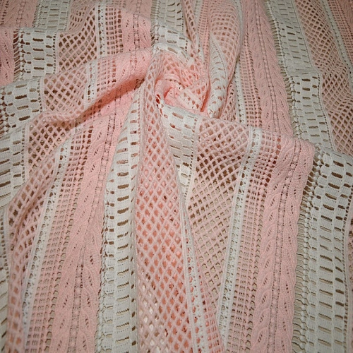 Кружево макраме (молочный+розовый)
