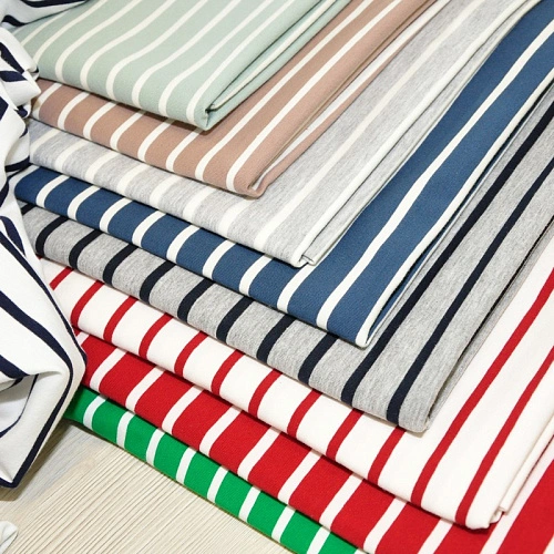 Кулирная гладь "Тельняшка" "2см-0,5см белый +вишня"