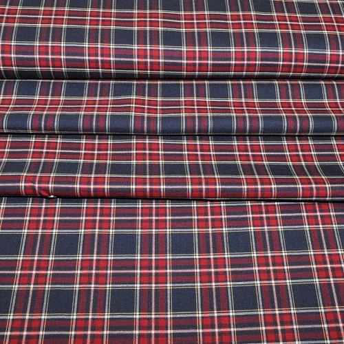 Костюмная ткань Полушерсть клетка (красный с синим)