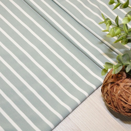 Кулирная гладь "Тельняшка" "2см-0,5см снежная мята +молочный"