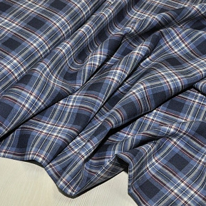 Костюмная ткань Полушерсть клетка (индиго)