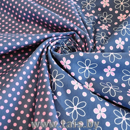 Джинс принт "Горох розовый"