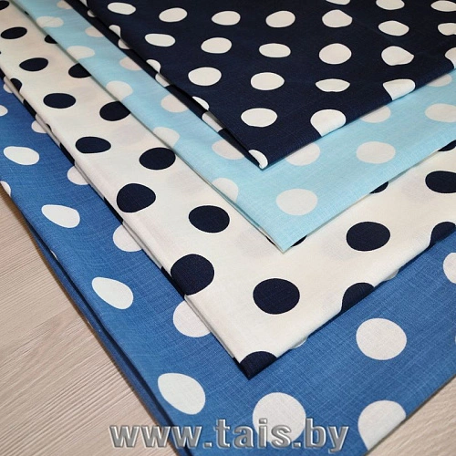 Хлопок принт "Крупный горох на беломфоне"