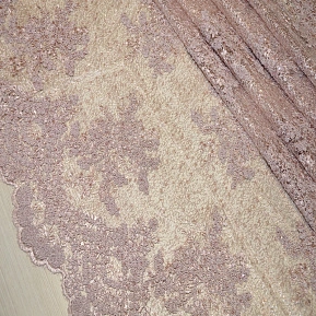 Вышивка на сетке с пайетками "Скарлет" (пыльно-фиолетовый)