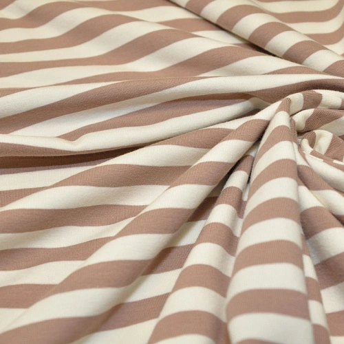 Кулирная гладь "Тельняшка" "1 см бежевый +молочный"