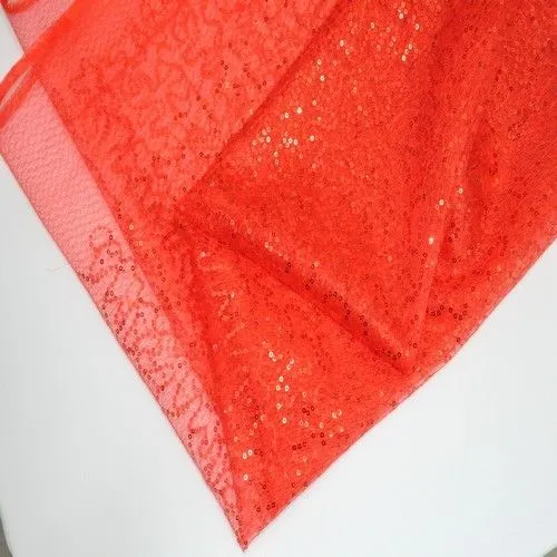 Пайетки на фатине (красный)