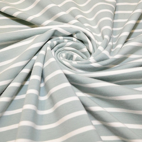 Кулирная гладь "Тельняшка" "2см-0,5см снежная мята +молочный"