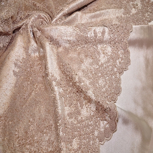 Вышивка на сетке с пайетками "Скарлет" (бежевый)