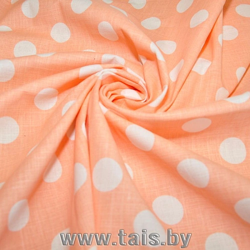 Хлопок принт "Крупный горох на персиковом фоне"
