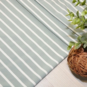 Кулирная гладь "Тельняшка" "2см-0,5см снежная мята +молочный"