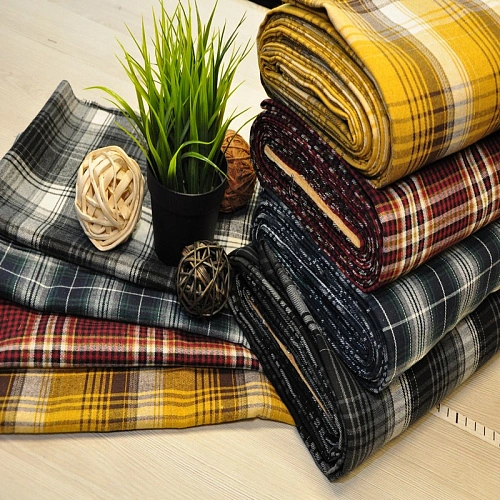 Ткань рубашечная фланель в клетку (бордо)