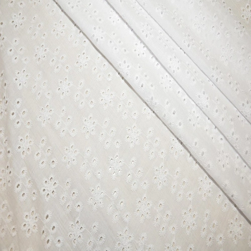 Батист вышитый, прошва цветок  (белый)