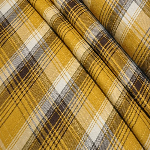 Ткань рубашечная фланель в клетку (горчица)