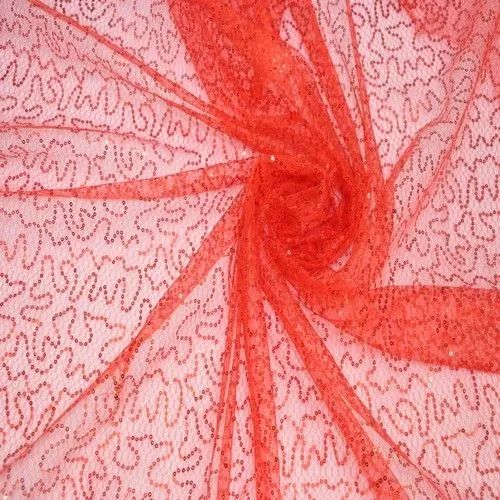 Пайетки на фатине (красный)