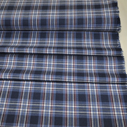 Костюмная ткань Полушерсть клетка (индиго)