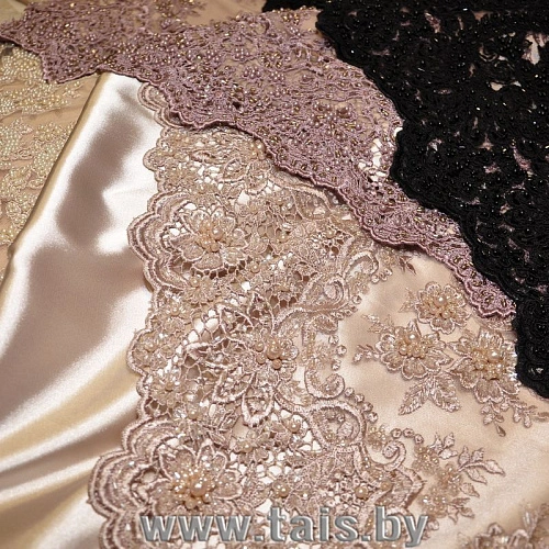 Вышивка на сетке с биссером (пыльно-фиолетовый)