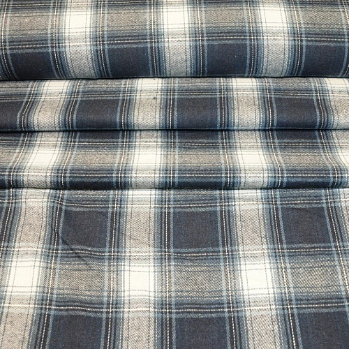 Ткань рубашечная фланель в клетку (синий+индиго)