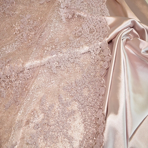 Вышивка на сетке с пайетками "Скарлет" (пыльно-фиолетовый)