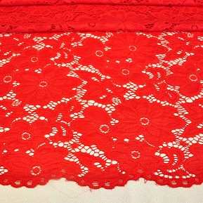 Гипюр стрейчевый с ажурным краем (красный)