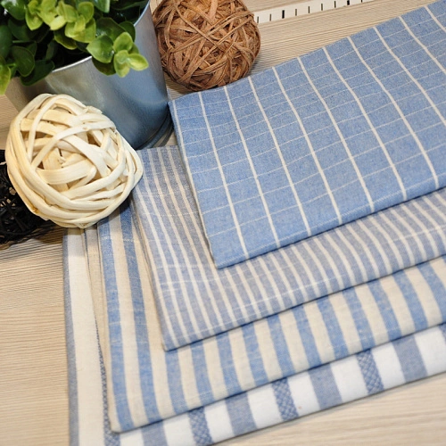 Рубашечны хлопок с фактурой льна (полоска 0,2см голубой+белый)