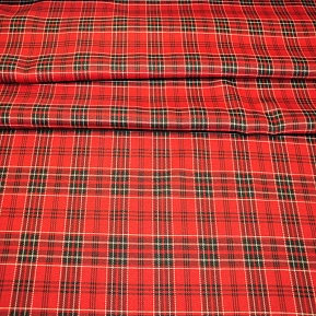Костюмная ткань Полушерсть клетка (ярко-красный)