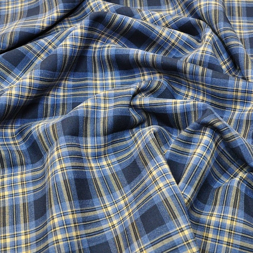 Костюмная ткань Полушерсть клетка (индиго 2)