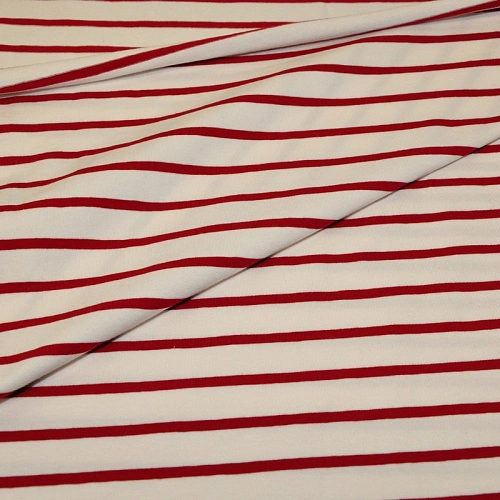 Кулирная гладь "Тельняшка" "2см-0,5см белый +вишня"