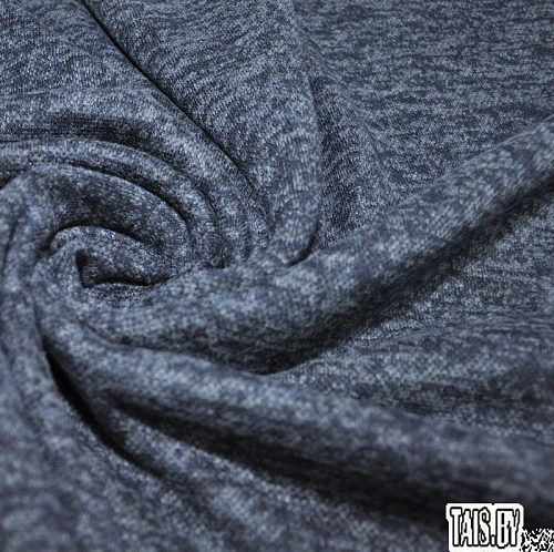 Трикотаж Ангора меланж с начесом (темный синий)