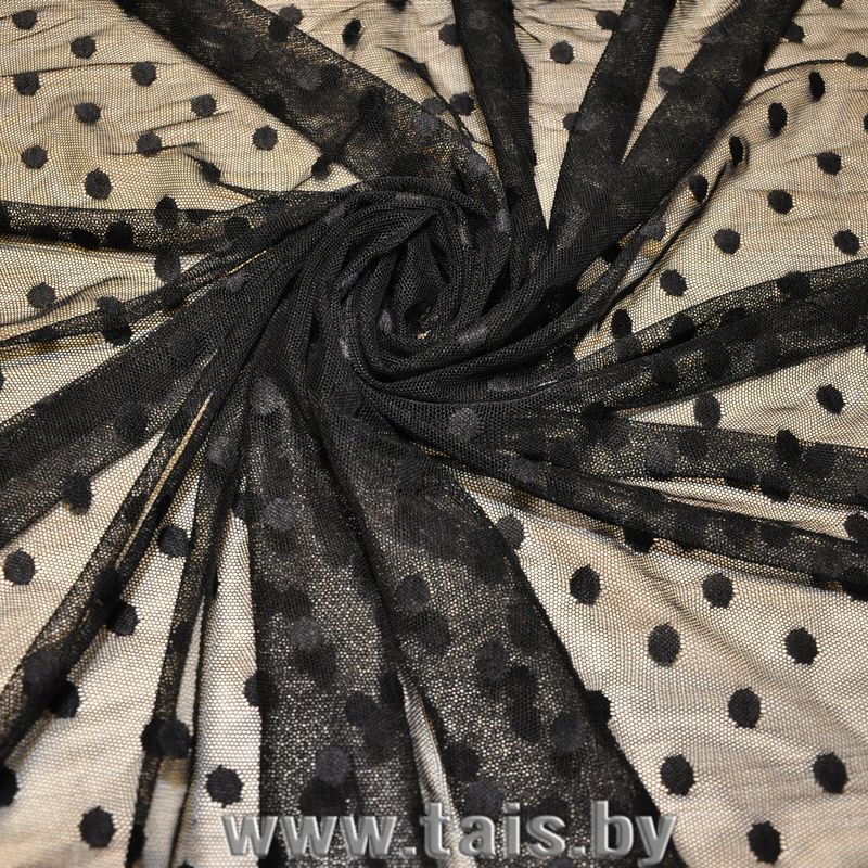 Сетка горох 1см (черный) скидки на ткани в Минске оптом и в розницу | Трикотаж tais.by