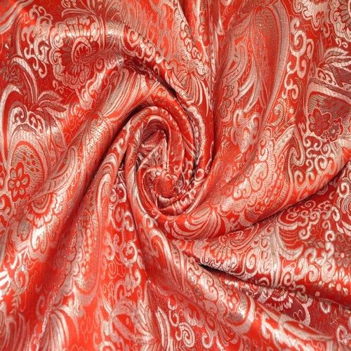 Парча жаккард (красный с серебром)