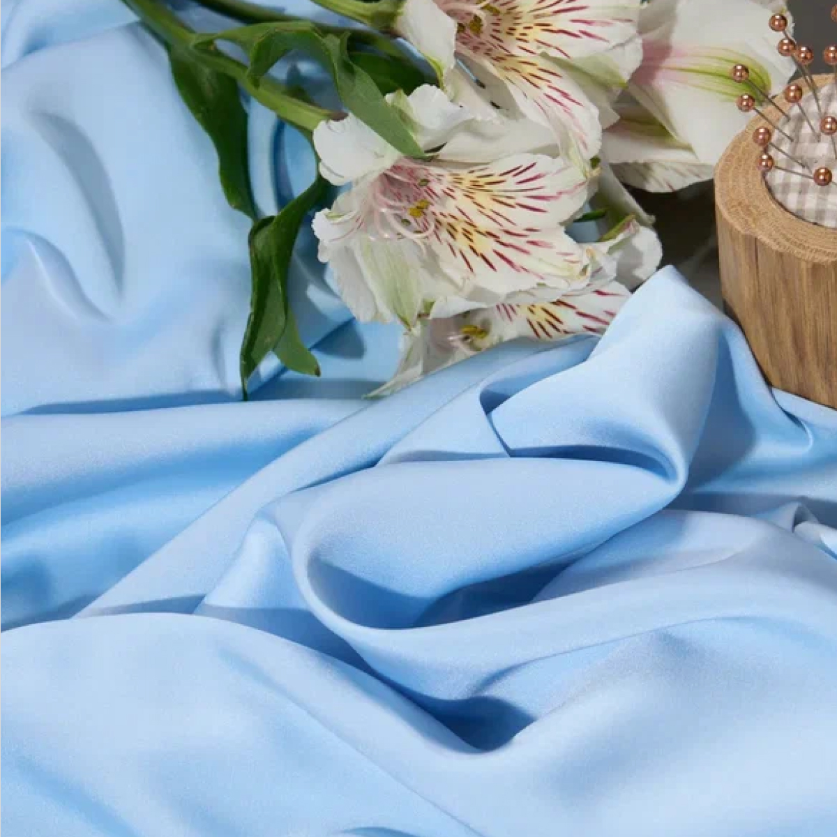 Шелк "Армани" (голубой) скидки на ткани в Минске оптом и в розницу | Трикотаж tais.by