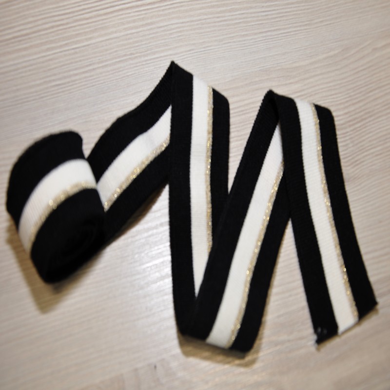 Манжет трикотажный (черный+молочный+золото)