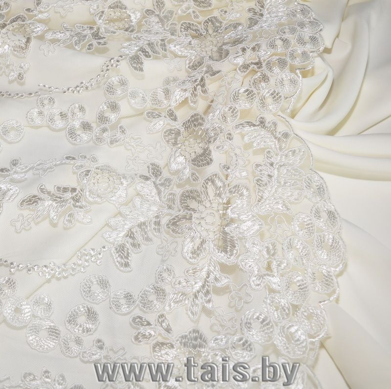 Вышивка на сетке (молочный) скидки на ткани в Минске оптом и в розницу | Трикотаж tais.by